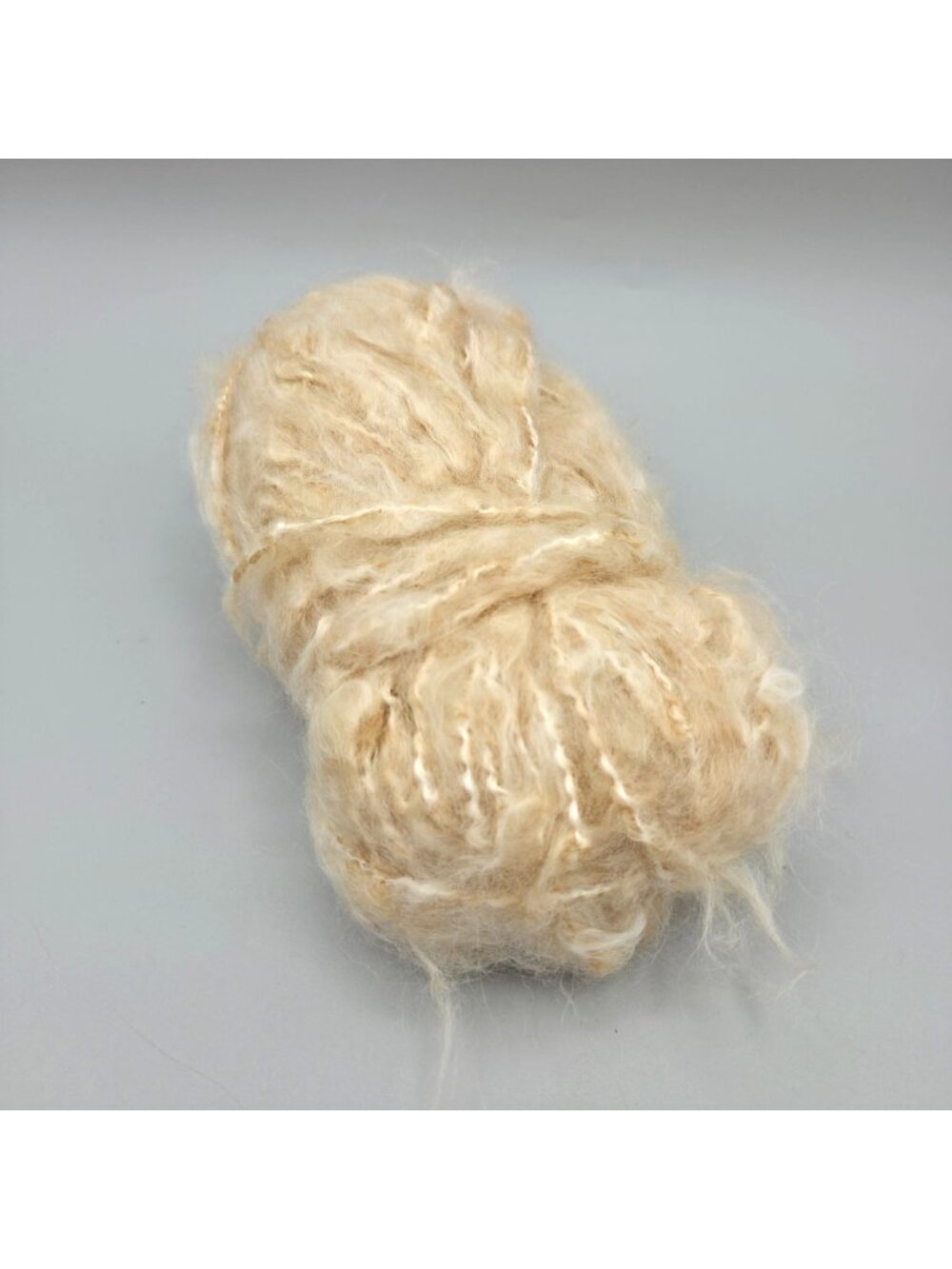 Mohair Blend Handspun Natural Beige Soft Textured Yarn 62 Grams
